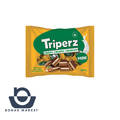 ویفر کاکائو با کرم شیری و تکه های فندق تریپرز 20 عددی 220 گرم