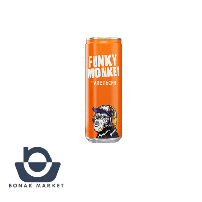 نوشابه انرژی زا FUNKY MONKEY ORANGE فانکی مانکی 330 میل پزتقالی 24 عددی